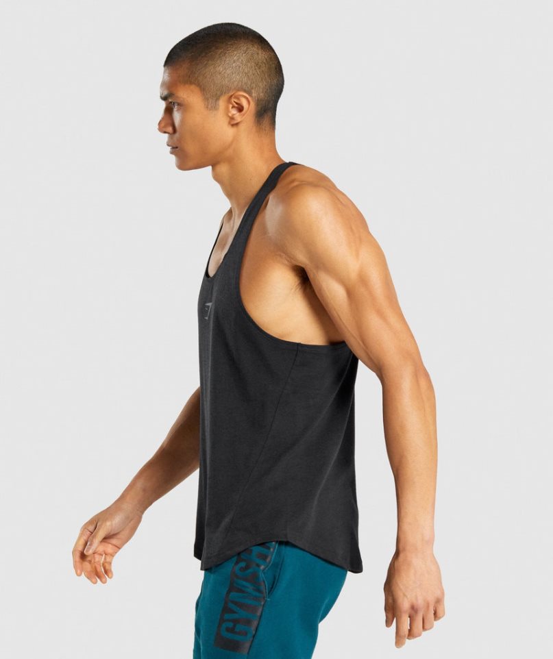 Men's Gymshark Bold Stringer Tanks Black | CA D5783N